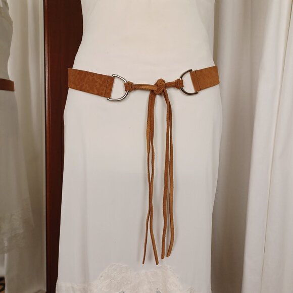 Vintage THE LIMITED Embossed Suede Festival Belt - Picture 1 of 9